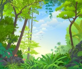 Beautiful Jungle landscape vector graphics 07