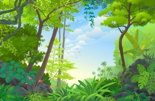 Beautiful Jungle landscape vector graphics 07