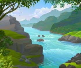 Beautiful Jungle landscape vector graphics 08