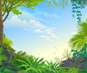 Drawn beautiful landscapes vector material 03 free download