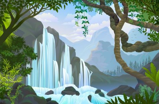Beautiful Jungle landscape vector graphics 10