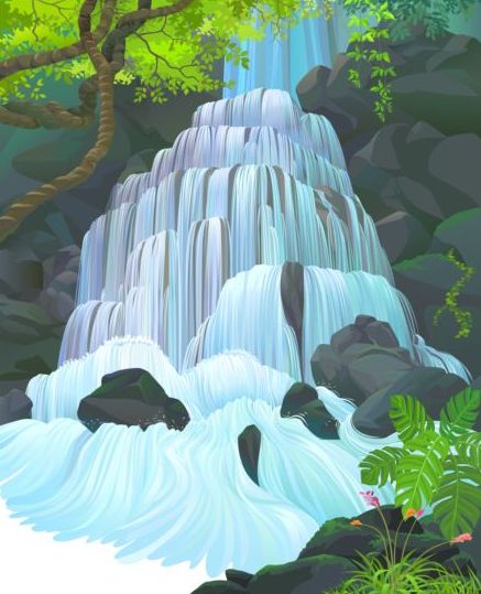 Beautiful Jungle landscape vector graphics 11