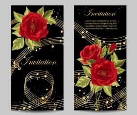 Beautiful flower with wedding invitation card vector 02