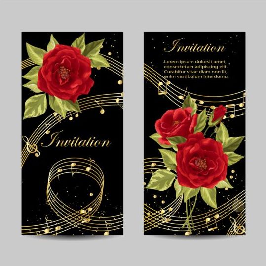 Beautiful flower with wedding invitation card vector 02