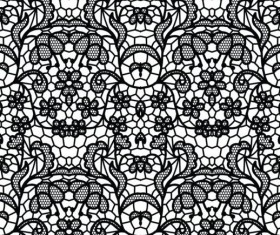 Beautiful lace black pattern vector 05