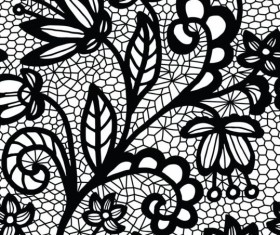 Beautiful lace black pattern vector 06