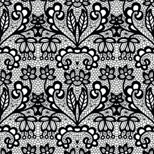Beautiful lace black pattern vector 07