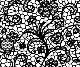 Beautiful lace black pattern vector 08