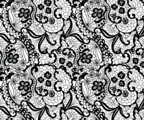 Beautiful lace black pattern vector 09