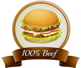 Beef hamburger vintage label vector
