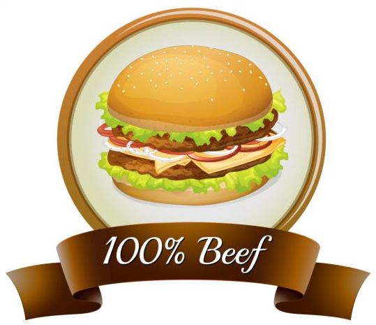 Beef hamburger vintage label vector