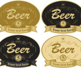 Beer labels with ribbon retor vector