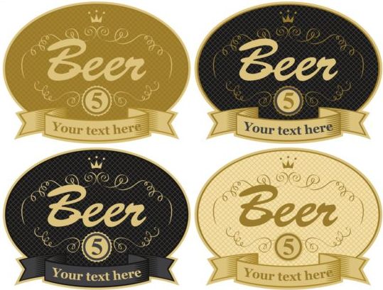 Beer labels with ribbon retor vector