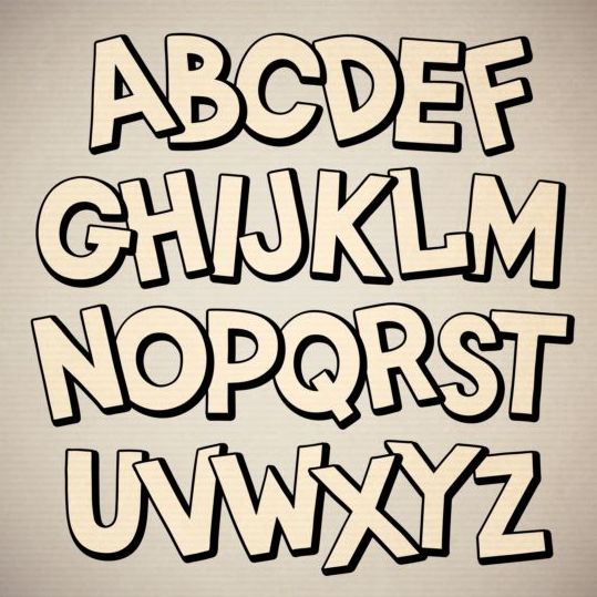 Beige 3D alphabet vector