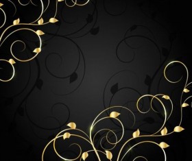 Black background with decor floral vector 01