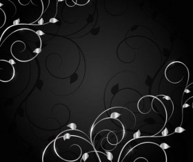 Black background with decor floral vector 03