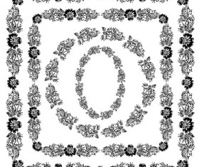 Black flower frame vectors
