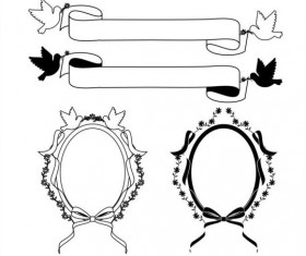 Black frame with border and ribbon vector