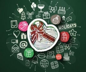 Blackboard background with hand drawn holiday vector