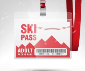 Blank SKI access pass template vector 01