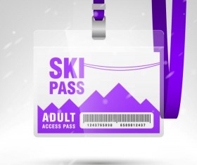 Blank SKI access pass template vector 02