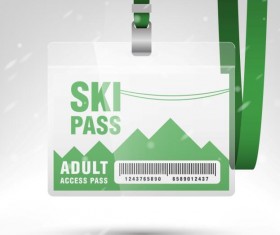 Blank SKI access pass template vector 03