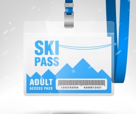 Blank SKI access pass template vector 04