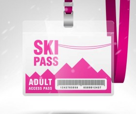 Blank SKI access pass template vector 05