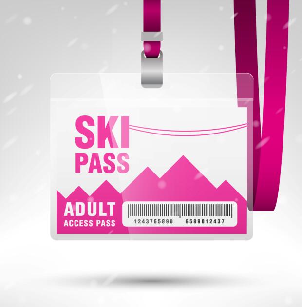 Blank SKI access pass template vector 05