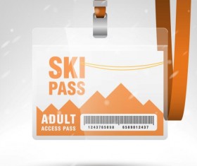 Blank SKI access pass template vector 06