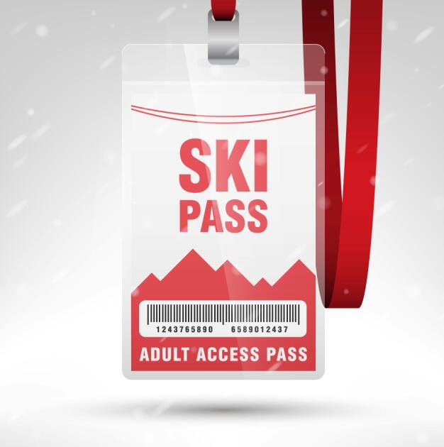 Blank SKI access pass template vector 07