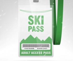 Blank SKI access pass template vector 08