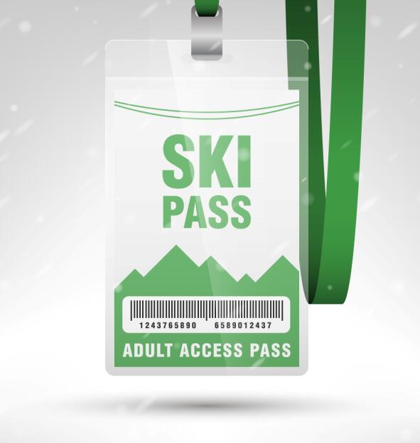Blank SKI access pass template vector 08