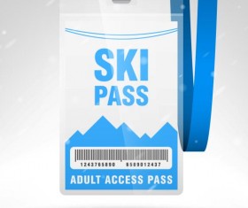 Blank SKI access pass template vector 09