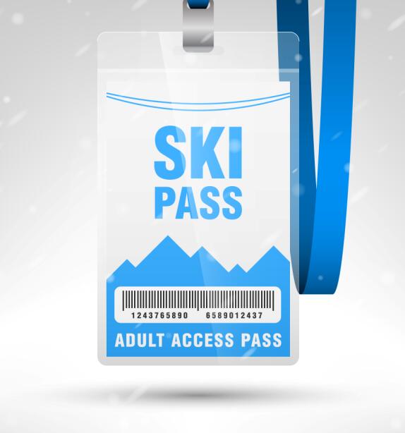 Blank SKI access pass template vector 09