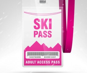Blank SKI access pass template vector 10