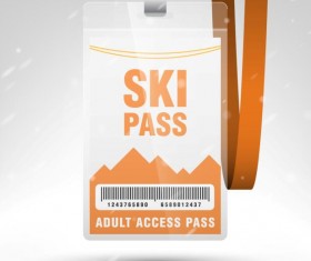 Blank SKI access pass template vector 11
