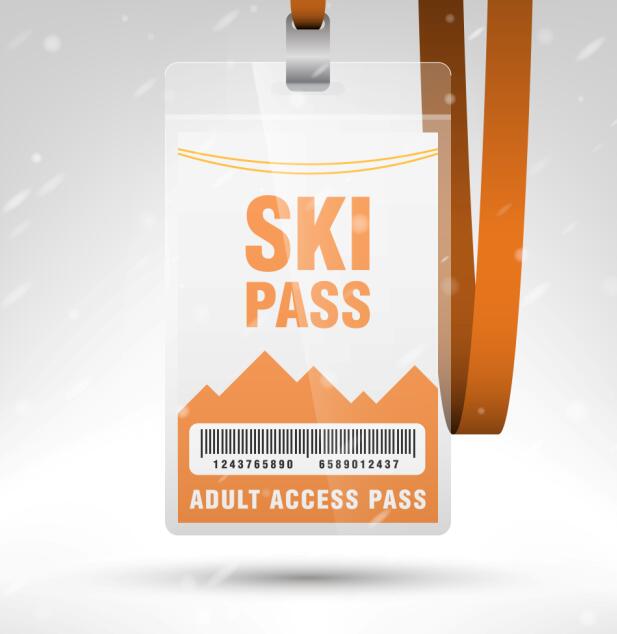 Blank SKI access pass template vector 11