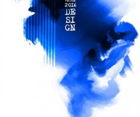 Blue ink paint background art vector 06