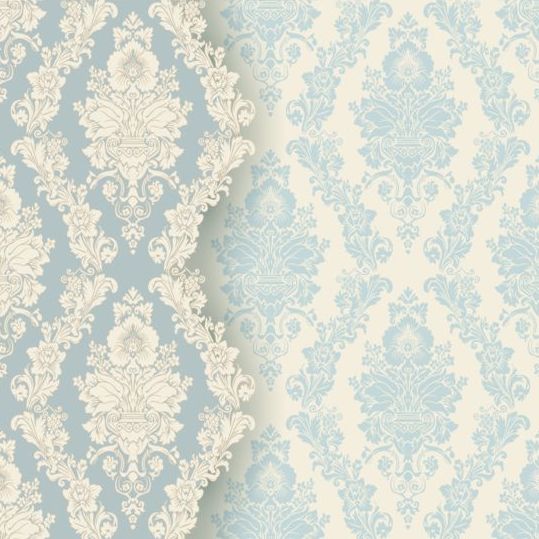 Blue vintage floral pattern vector
