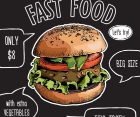 Burger color bright menu vector