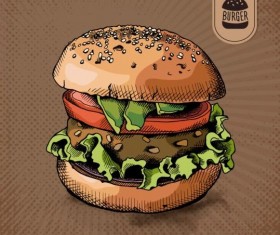 Burger colored poster vectors