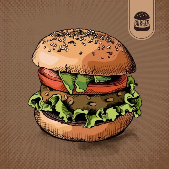 Burger colored poster vectors