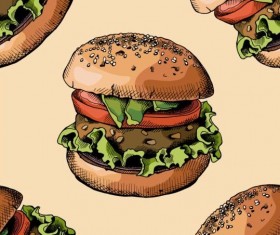 Burger pattern seamless vector 01