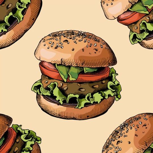Burger pattern seamless vector 01
