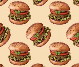 Burger pattern seamless vector 03