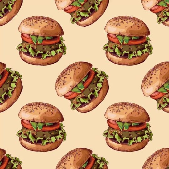 Burger pattern seamless vector 03