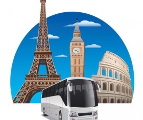Bus tour vector material