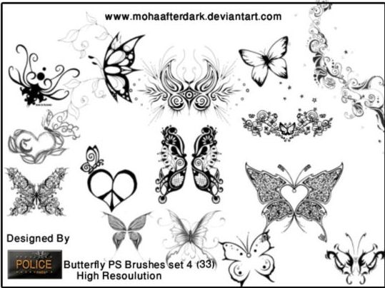 Butterfly decor brushes