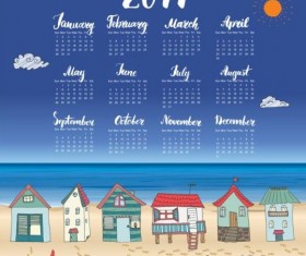 Calendars 2017 with beach house vector 03